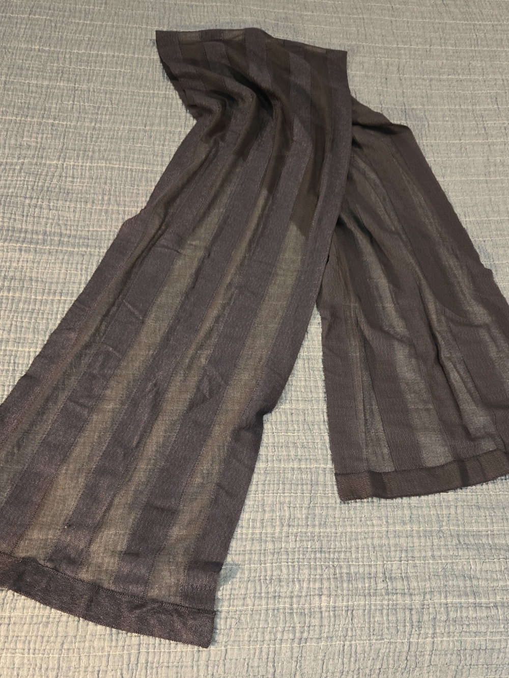 Vintage Lightweight Sheer Stripe Scarf Gray